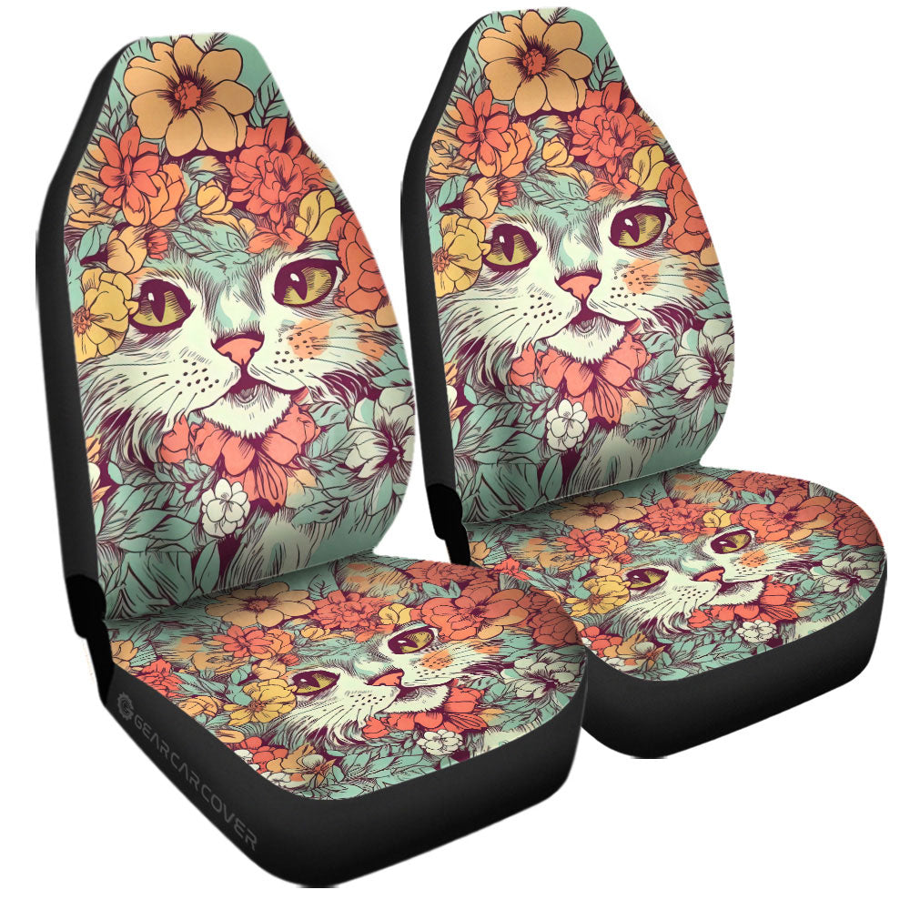 Cat Floral Car Seat Covers Custom Car Accessories