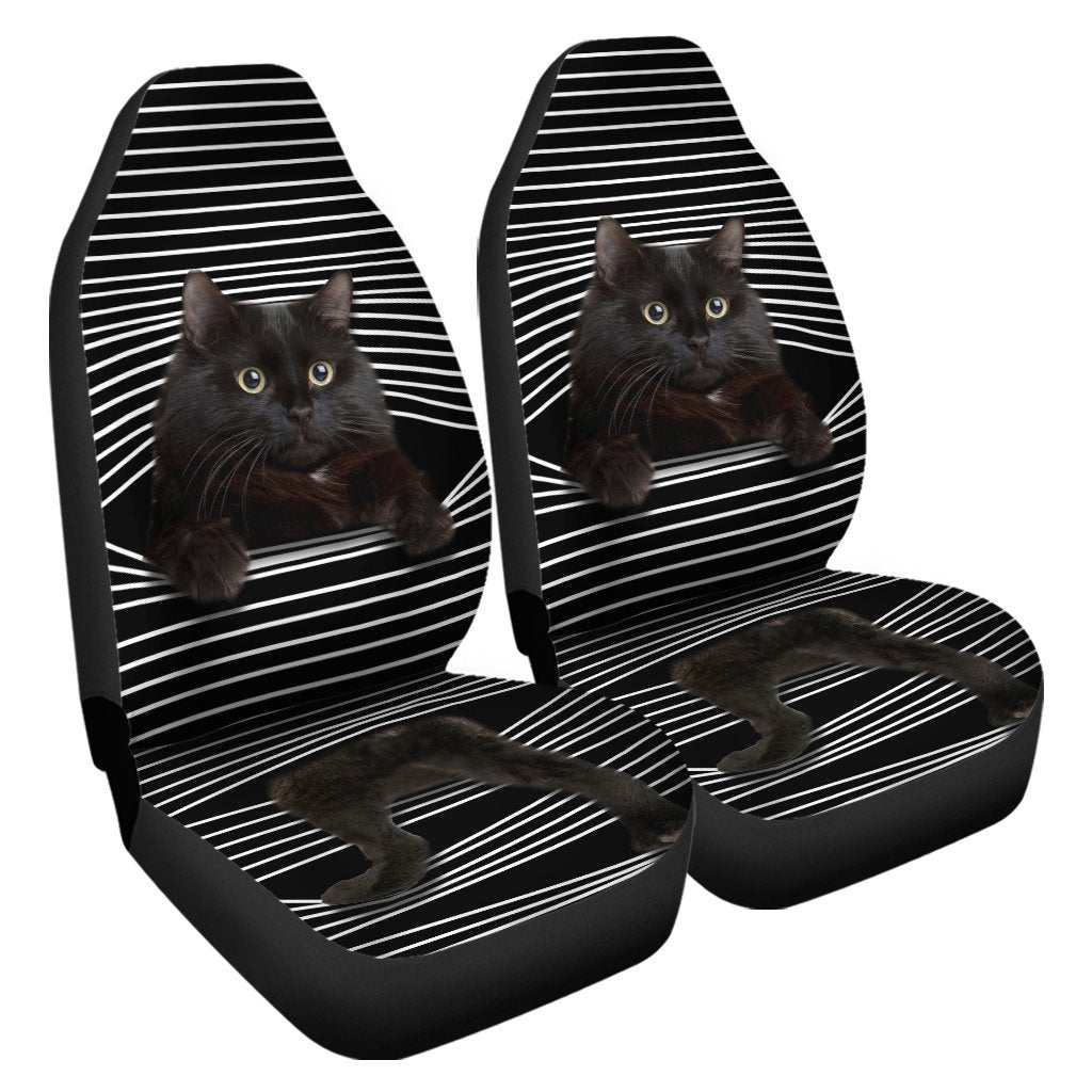 Funny Black Cat Car Seat Covers Custom Black Cat Car Accessories For Cat Lovers