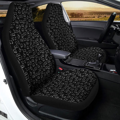 Black Cat Pattern Car Seat Covers Custom Funny Cat Car Accessories