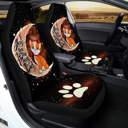 Cat Car Seat Covers I Love You To The Moon and Back Gift Idea For Cat Lovers Car Accessories