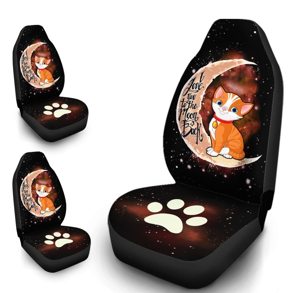 Cat Car Seat Covers I Love You To The Moon and Back Gift Idea For Cat Lovers Car Accessories