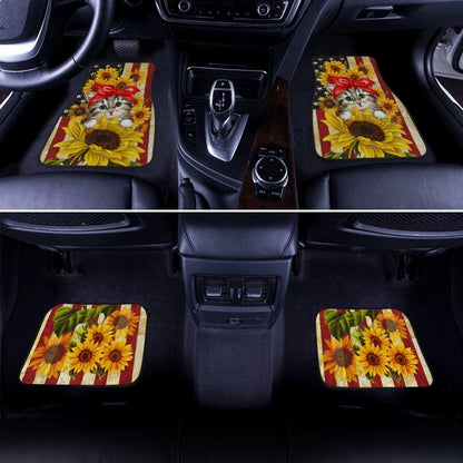 Cat Sunflower Car Floor Mats Custom American Flag