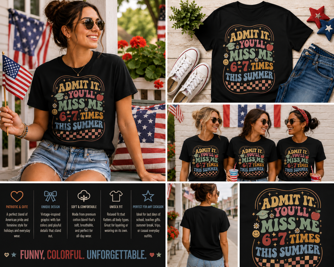 Admit It You’ll Miss Me 6–7 Times This Summer T-Shirt – Funny Teacher Student Goodbye Shirt, Last Day of School Retro Graphic Tee