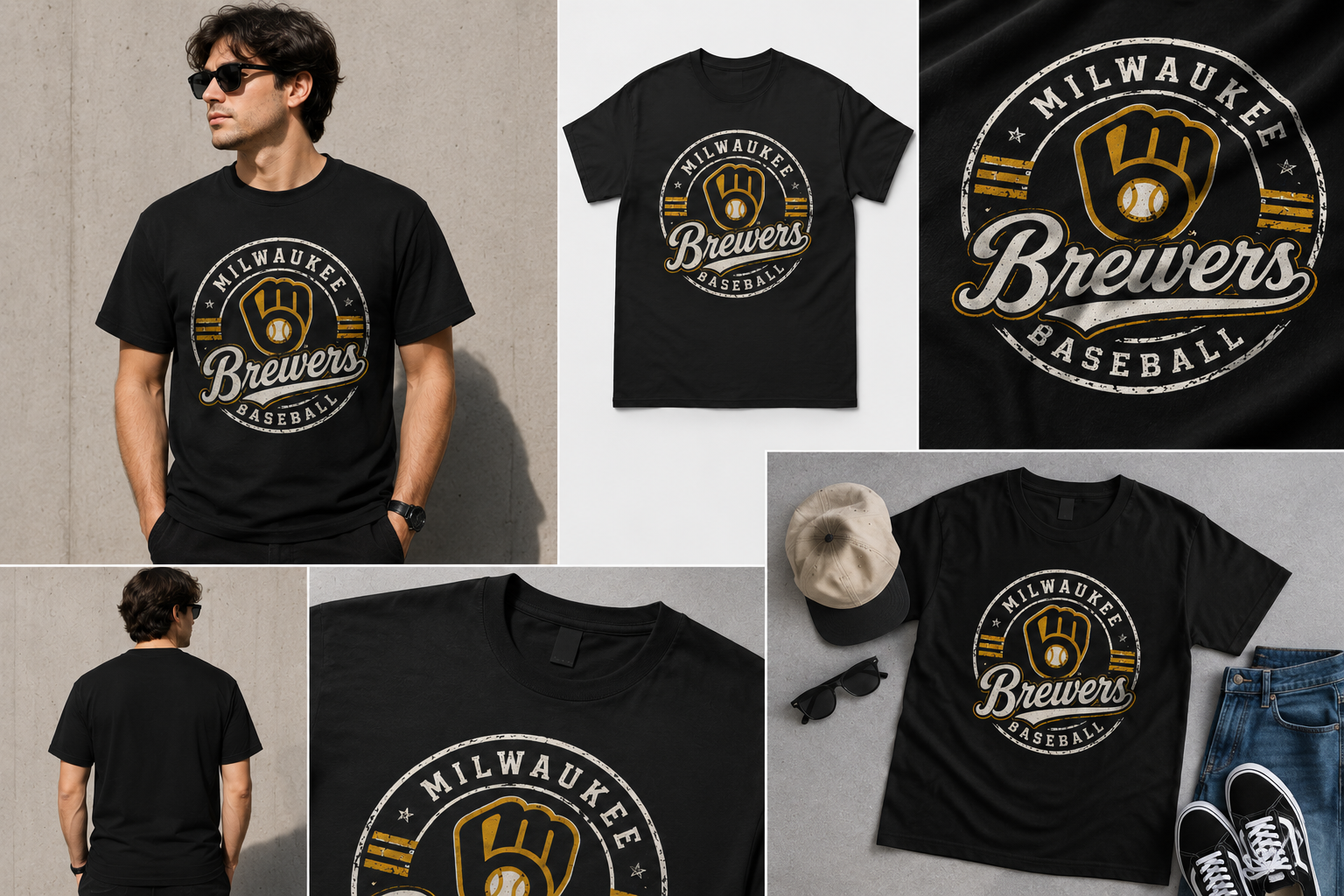 Milwaukee Brewers Vintage Baseball T-Shirt – Retro Distressed Fan Graphic Tee for Men & Women