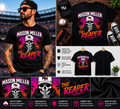 Mason Miller The Reaper Retro Sunset Skull Baseball Fan T-Shirt