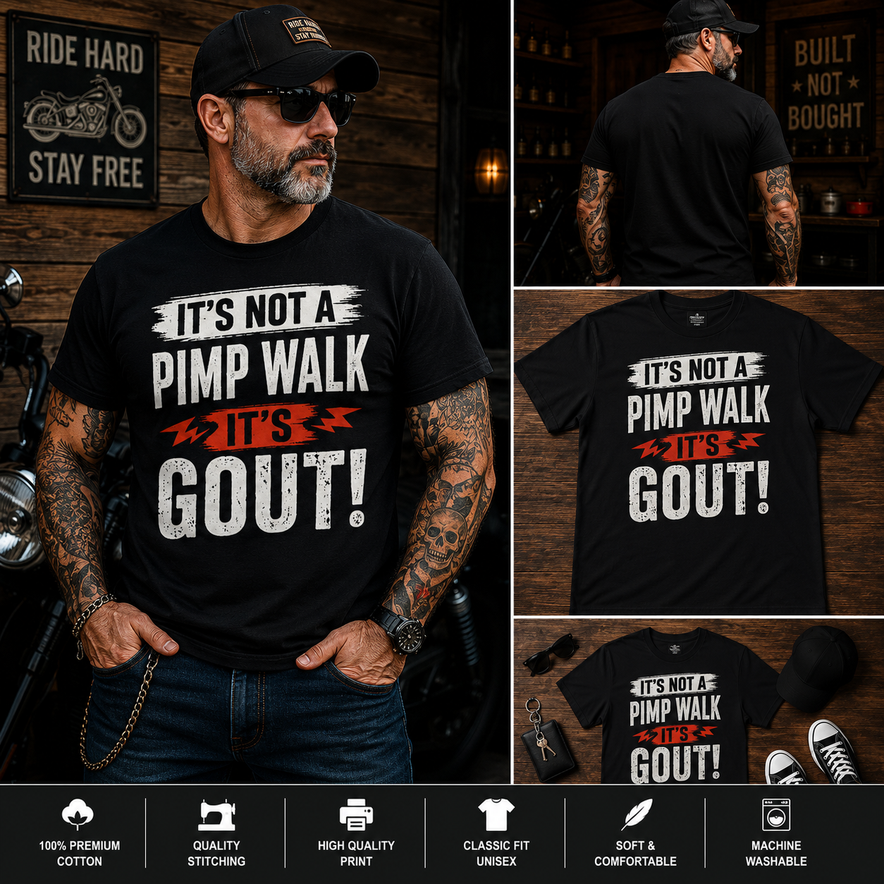 It’s Not a Pimp Walk It’s Gout Funny T-Shirt – Sarcastic Medical Humor Graphic Tee