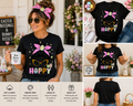 One Hoppy Nonna Easter Shirt – Leopard Messy Bun Bunny T-Shirt – Cute Easter Grandma Graphic Tee – Funny Nonna Easter Shirt