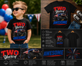 2nd Birthday Boy Monster Truck Shirt – Two Years of Awesome 4th of July T-Shirt for Toddlers | Red White Blue Birthday Truck Tee