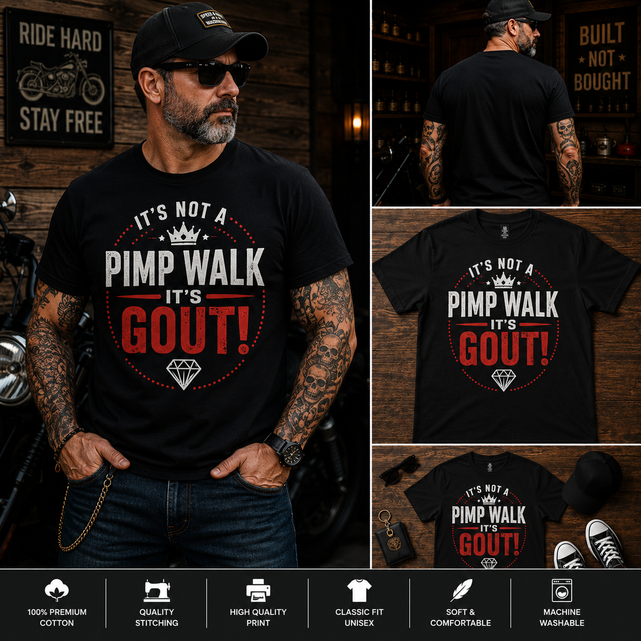 It’s Not a Pimp Walk It’s Gout Funny T-Shirt – Humorous Gout Awareness Graphic Tee