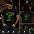 Liberty Level Max Pixel Art T-Shirt – Patriotic USA Gamer Graphic Tee
