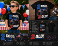 2 Cool to Be 2 Old Monster Truck Birthday Shirt – 2nd Birthday Boy 4th of July T-Shirt | Patriotic Monster Truck Toddler Tee