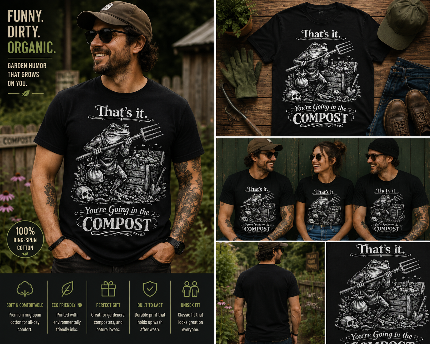 That’s It You’re Going in the Compost Frog T-Shirt – Funny Gardening Graphic Tee