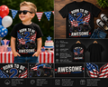 Born to Be 2 Awesome Monster Truck Birthday Shirt – 2nd Birthday Boy 4th of July T-Shirt | Patriotic Monster Truck Toddler Birthday Tee