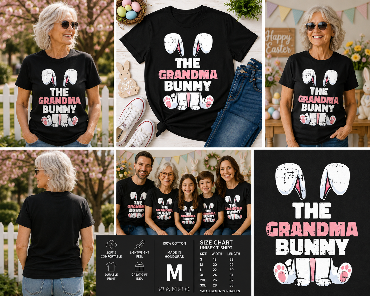 Grandma Bunny Easter T-Shirt – Funny Matching Family Easter Bunny Graphic Tee for Women