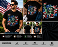 Freedom Statue of Liberty Patriotic USA Flag 4th of July Graphic T-Shirt