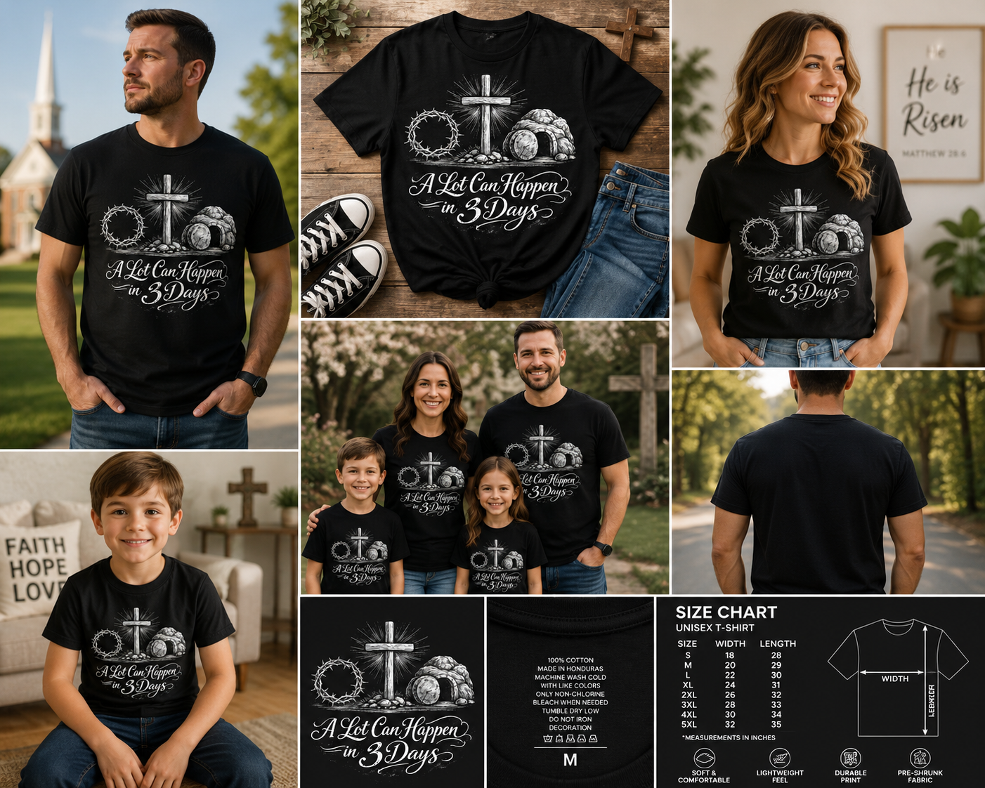 A Lot Can Happen in 3 Days Christian Easter T-Shirt – Religious Resurrection Faith Tee for Men Women & Kids