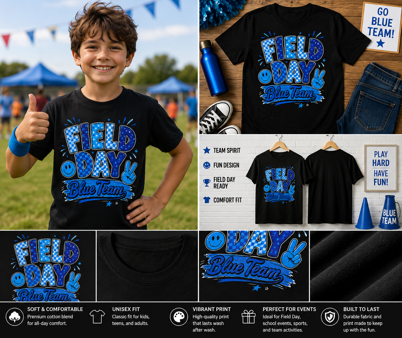 Field Day Blue Team Shirt | Fun School Field Day T-Shirt for Kids, Teachers & Students