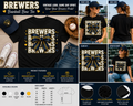 Vintage Brewers Baseball Bow Graphic T-Shirt for Women & Baseball Fans