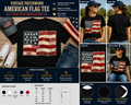 Vintage Distressed Patchwork American Flag Patriotic Graphic T-Shirt
