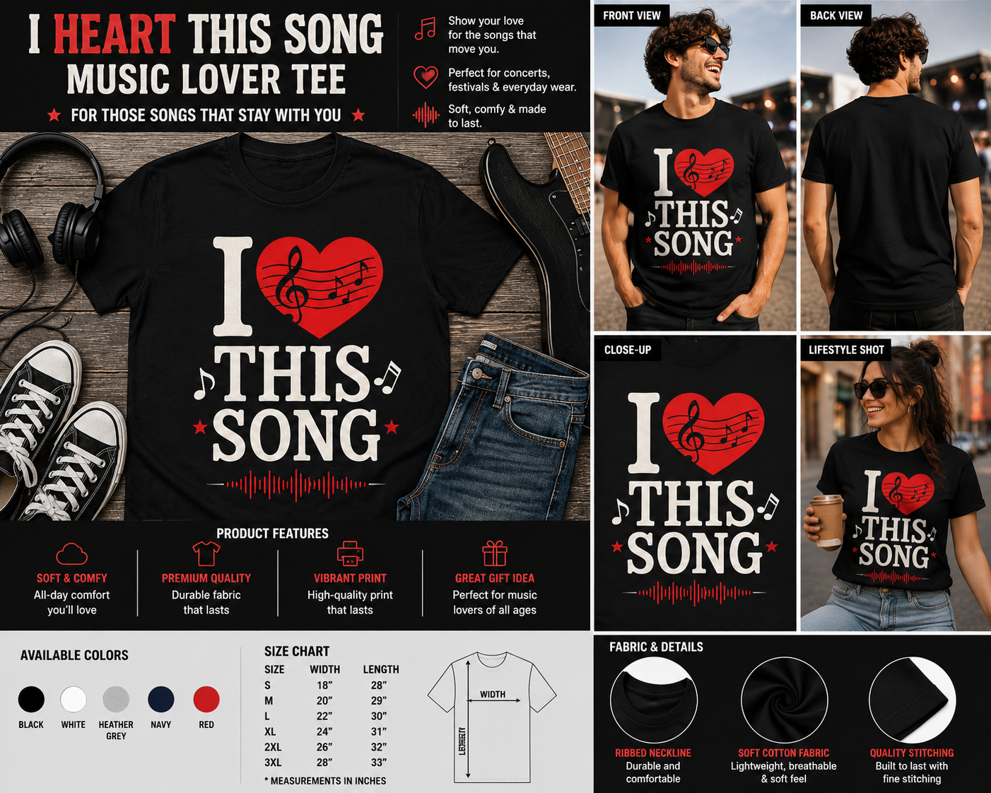 I Heart This Song Music Lover Graphic T-Shirt