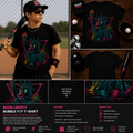Neon Liberty Bubble Pop T-Shirt – Retro Synthwave Statue of Liberty Graphic Tee for Kids & Teens