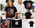 Floral American Flag Shirt, Patriotic Flower USA Tee, Vintage 4th of July T-Shirt, Red White Blue Independence Day Shirt