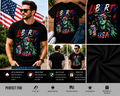 Liberty USA Patriotic Sunglasses T-Shirt – Statue of Liberty 4th of July Graphic Tee for Women & Men