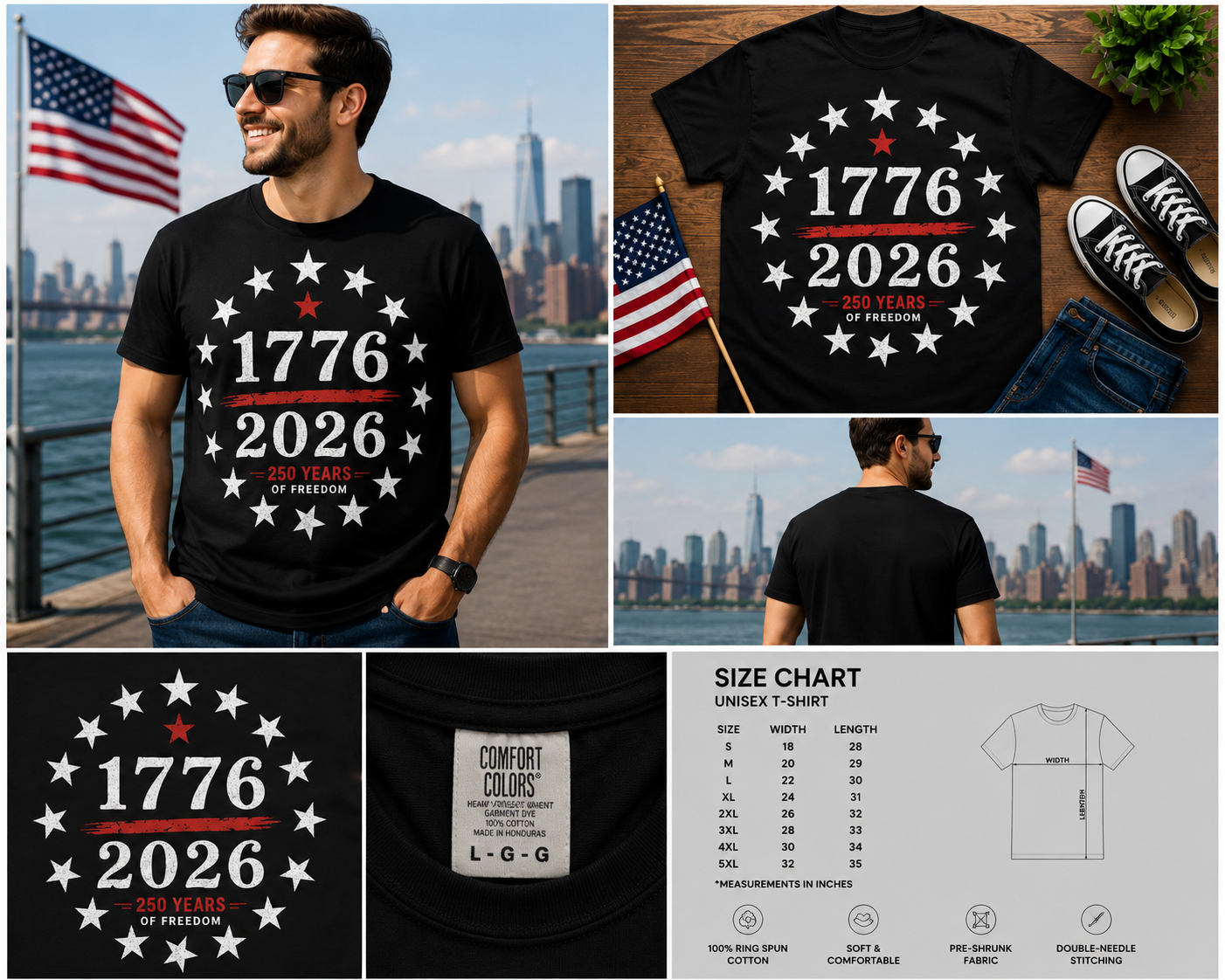 American 250th Anniversary Shirt, 1776–2026 USA Semiquincentennial Tee, 250 Years of Freedom Patriotic T-Shirt