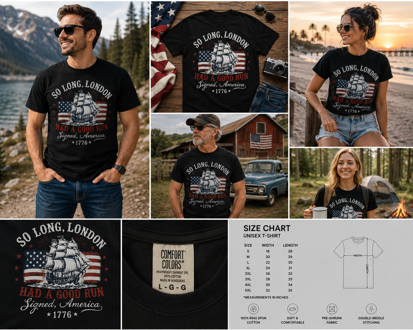 So Long London Had A Good Run Shirt | Funny Patriotic 1776 America Tee | Vintage 4th of July Independence Day T-Shirt