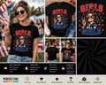 Girls Will Be Girls Patriotic 4th of July T-Shirt | Funny Feminist Independence Day Graphic Tee for Women