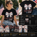Red White & 250 Patriotic Bow Shirt – Cute 4th of July 250th Anniversary USA T-Shirt