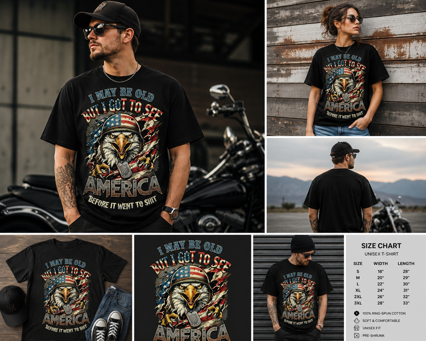 Vintage American Eagle Biker T-Shirt, Patriotic Skull Eagle Graphic Tee, Retro USA Freedom Shirt, Bold Statement Streetwear