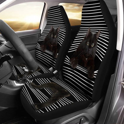 Funny Black Cat Car Seat Covers Custom Black Cat Car Accessories For Cat Lovers