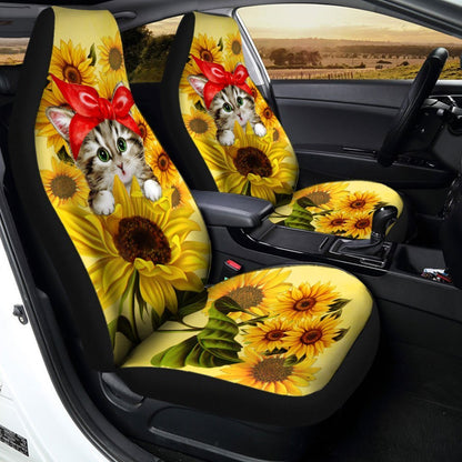 Kitty Cat Car Seat Covers Custom Sunflower Car Accessories