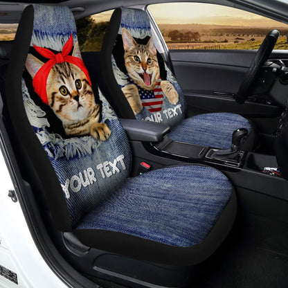 Personalized American Short Hair Cat Car Seat Covers Custom Couple Cat Car Accessories