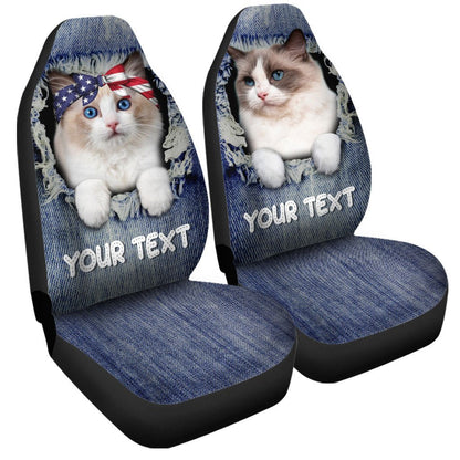 Personalized Ragdoll Cat Car Seat Covers Custom Couple Car Acessories Anniversary