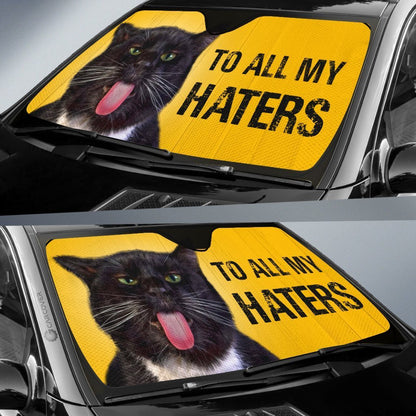 To All My Haters Black Cat Car Sunshade Custom Black Cat Car Accessories